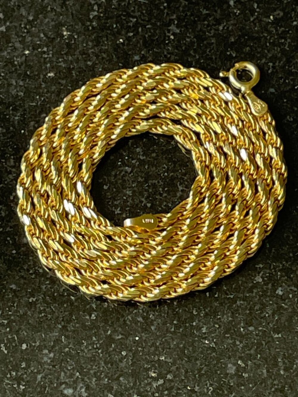 Vintage Italian 925 Sterling Silver Gold Vermeil 24" Rope Chain Necklace HTC